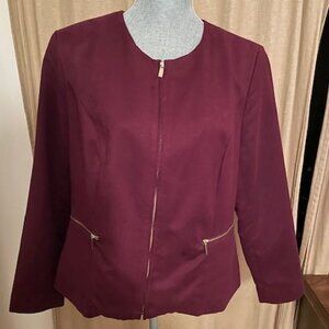TAN JAY Petite Burgundy Red Wine Faux Suede Jacket 12P